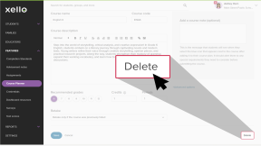 A course in Xello. The cursor is clicking Delete.